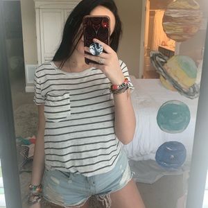 Gray and off white striped t shirt from Hollister